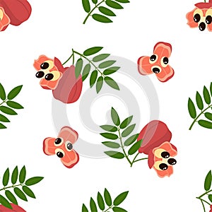Ackee Fruit. Seamless Vector Patterns