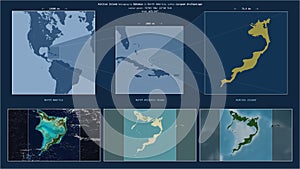 Acklins Island. Bahamas. Location diagram. Yellow photo