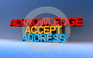 Acknowledge accept address on blue photo