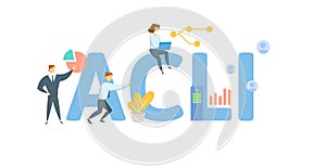 ACLI, American Council of Life Insurance. Concept with keyword, people and icons. Flat vector illustration. Isolated on