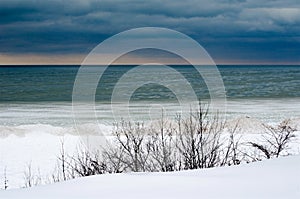 Acold winter night on the great lakes photo