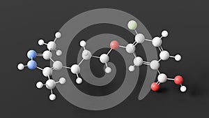 acoramidis molecular structure, transthyretin stabilizer, ball and stick 3d model, structural chemical formula with colored atoms