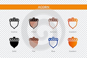 acorn icon in different style. acorn vector icons designed in outline, solid, colored, filled, gradient, and flat style. Symbol,