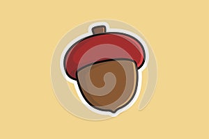 Acorn Nut and Food vector illustration. Food object icon concept. Oak tree fruit icon logo.