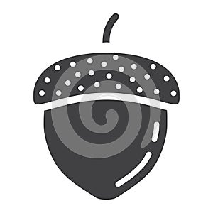 Acorn solid icon, nut and food, vector graphics