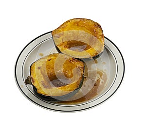Acorn Squash Cooked With Brown Sugar And Butter iisolated on white