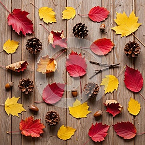 Acorns add texture and natural elements, while small twigs are