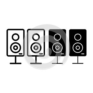 Acoustic column line and glyph icon. Music column vector illustration isolated on white. Sound column outline style