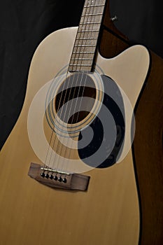 Acoustic cutaway guitar on dark background