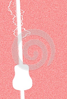 An acoustic guitar being struck by a lightning bolt