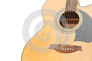 Acoustic guitar body music instrument on white background