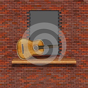 Acoustic guitar brick wall