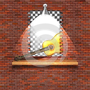 Acoustic guitar brick wall