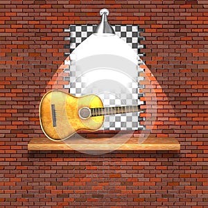 Acoustic guitar brick wall
