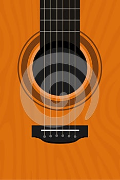 Acoustic guitar close up poster. World music day.