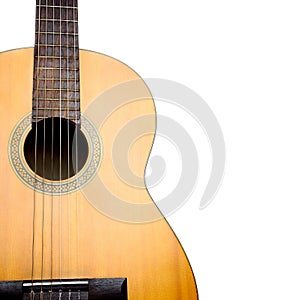 Acoustic guitar closeup. Classical guitar close up