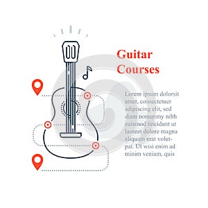 Acoustic guitar courses, learn to play music instrument, training class