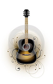 Acoustic guitar floral design