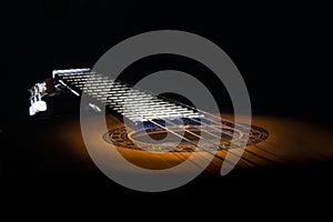 Acoustic guitar glowing in the dark