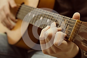 Acoustic guitar guitarist playing.