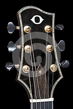 Acoustic Guitar Headstock  of Abalone and Mother of Pearl Hand Cut Inlays