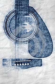 Acoustic guitar illustration detailed illustration