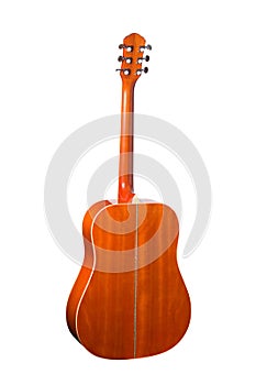 Acoustic guitar Isolated on a White Background. Back view