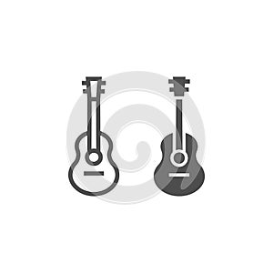Acoustic guitar line and glyph icon, music and string, instrument sign, vector graphics, a linear pattern