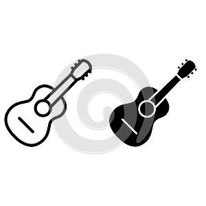 Acoustic guitar line vector icon set. Musical instrument illustration sign collection.  linear style sign for mobile concept and w