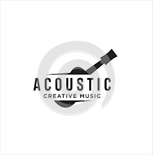 Acoustic Guitar Logo Retro Hipster . Guitar logo on white background . Music Logo Design Template