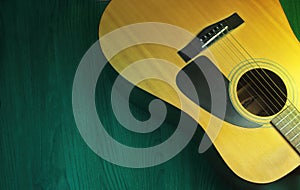 An acoustic guitar, in a music concept template