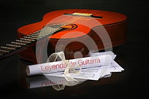 Acoustic guitar, music sheet