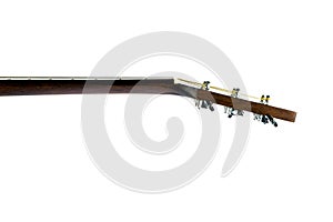 Acoustic guitar neck and head stock isolated on white