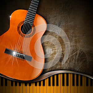 Acoustic Guitar and Piano Grunge Background