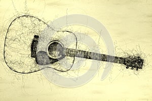 Acoustic guitar Scribble illustration