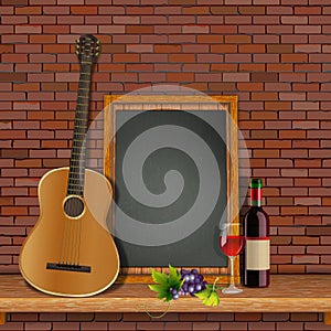Acoustic guitar on the shelf with