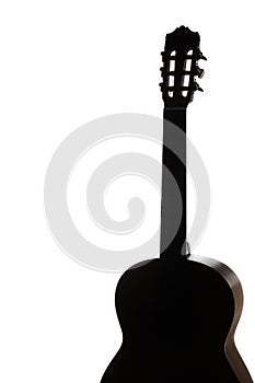 Acoustic guitar silhouette isolated on white