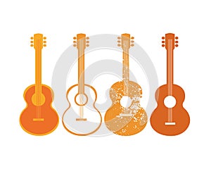 Acoustic guitar silhouette set