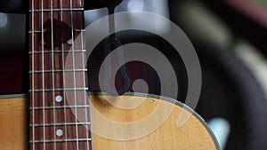 Acoustic Guitar Sound Hole and Pick