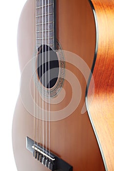 Acoustic guitar strings Classical guitar close up