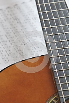 Acoustic guitar with tablature