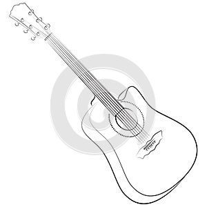 Acoustic guitar. Vector illustration colorless