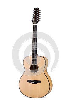 Acoustic guitar on white background