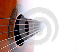 Acoustic guitar on the white background