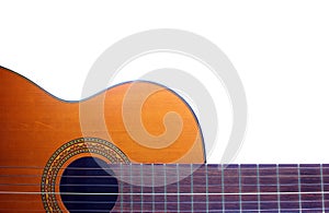 Acoustic guitar on the white background