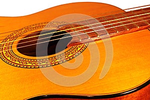 Acoustic guitar on the white background