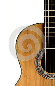 Acoustic guitar on white background isolated