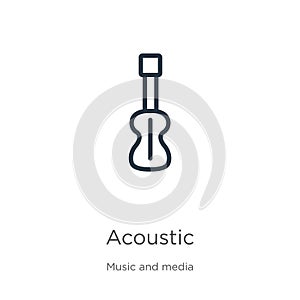 Acoustic icon. Thin linear acoustic outline icon isolated on white background from music collection. Line vector sign, symbol for