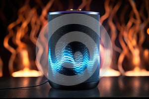 an acoustic image of soundwaves emanating from a smart speaker
