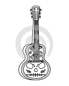 Acoustic mexican guitar with skull paint